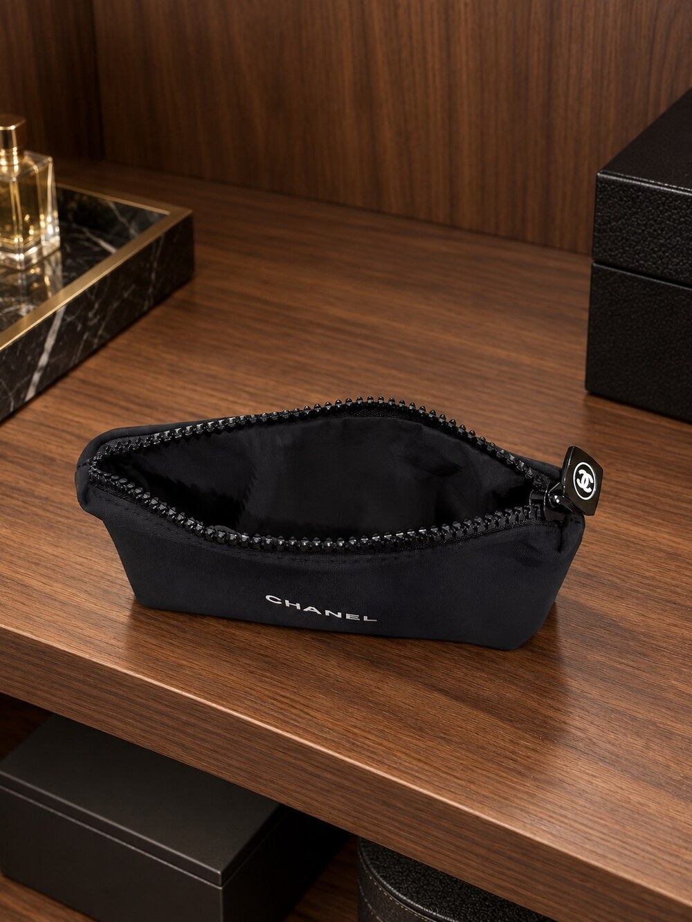 Chanel Black Zip Cosmetic Pouch | Everyday Essentials - Picture 4 of 6
